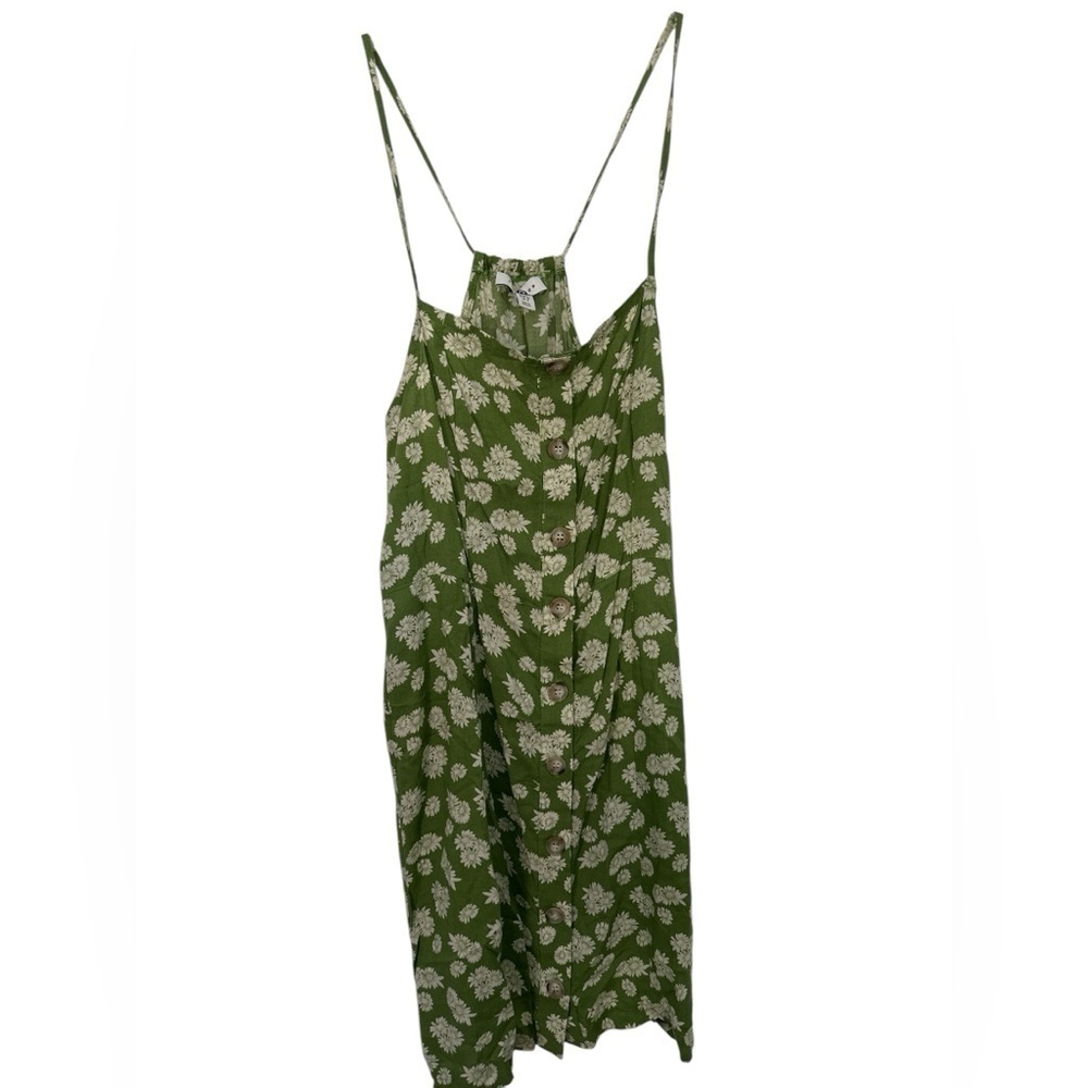 Topshop Green Button Front Daisy Mini tank Dress